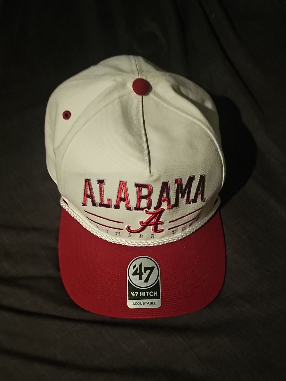 '47 Alabama Two-Tone Rope Snapback Hat - White & Crimson